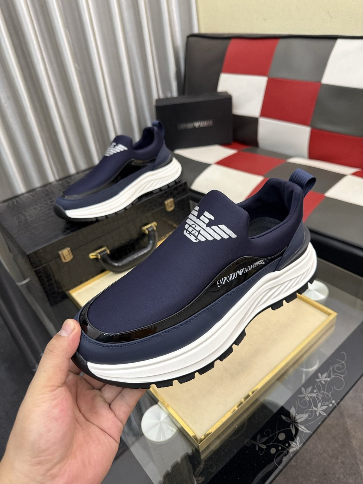 Armani Paneled Slip-On Sneakers