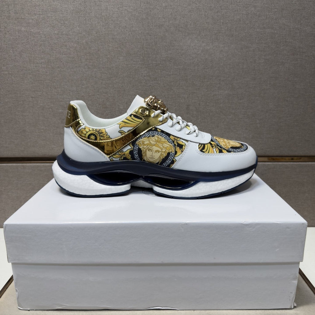 Versace Men's Gold-Panel Low-Top Sneakers