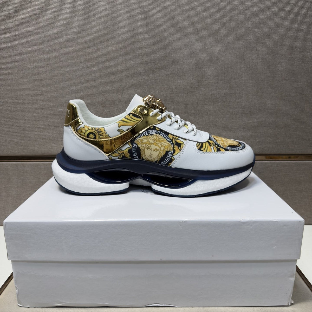 Versace Men's Gold-Panel Low-Top Sneakers