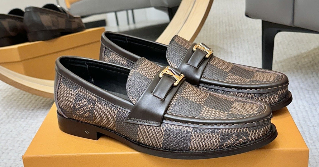 Louis Vuitton Men's Check-Pattern Buckle Loafers