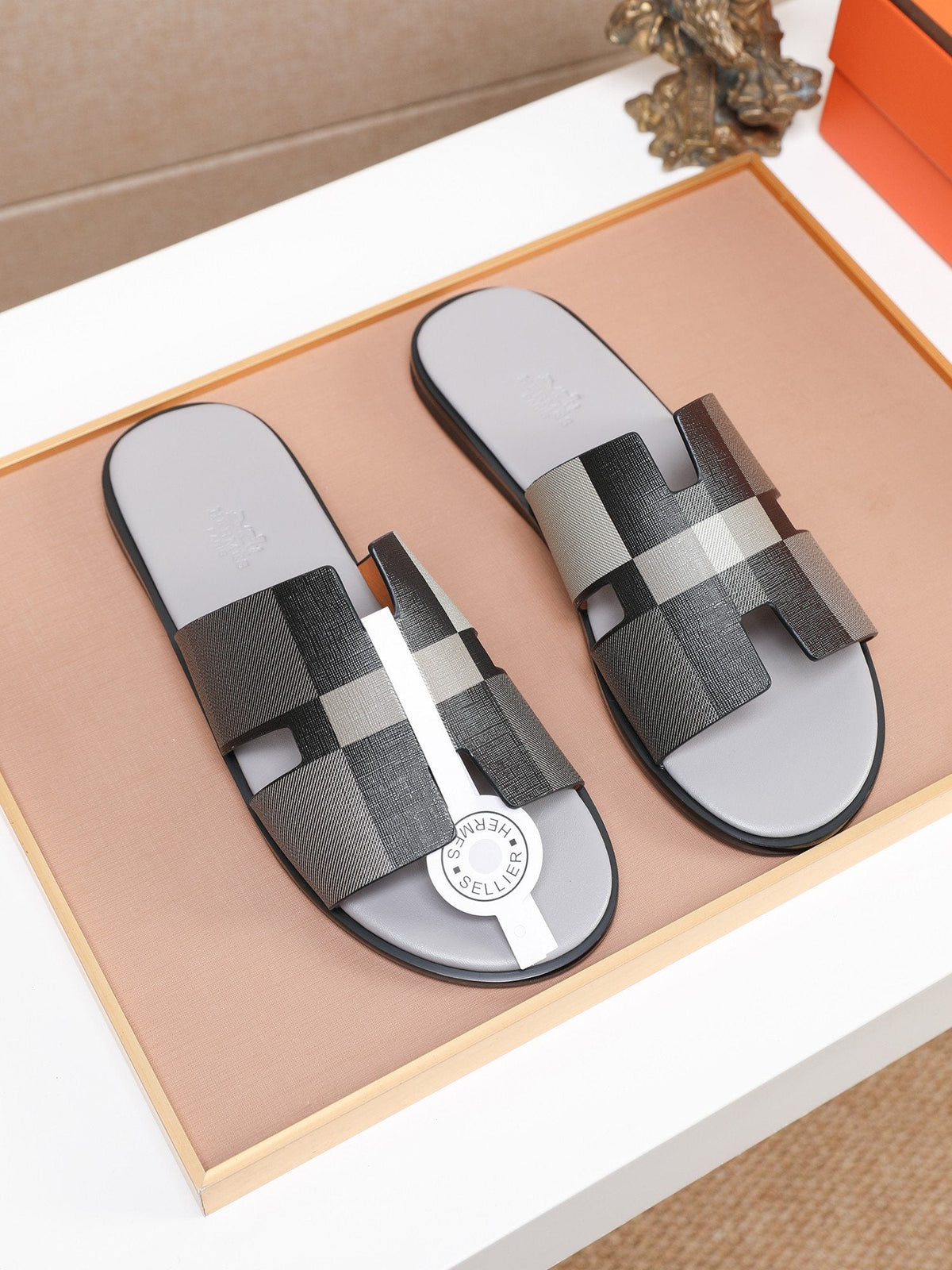 Hermès Textured H Slide Sandals