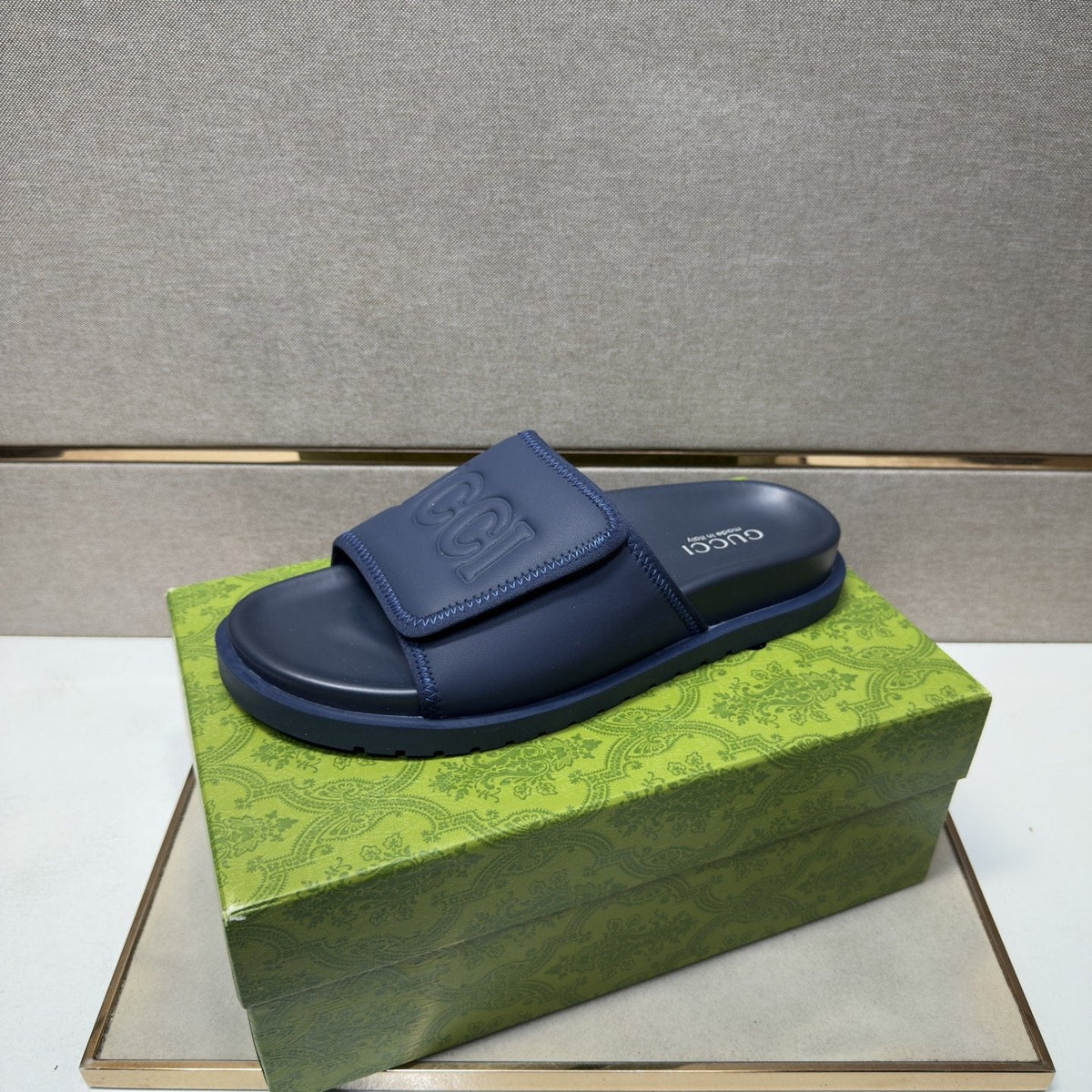 Gucci Men's Raised Logo Slide Sandals