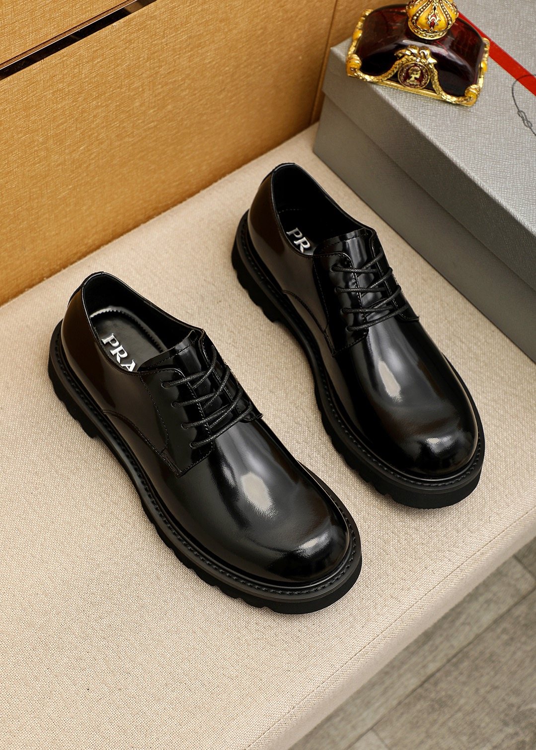 Prada Glossy Lug Sole Derby Shoes