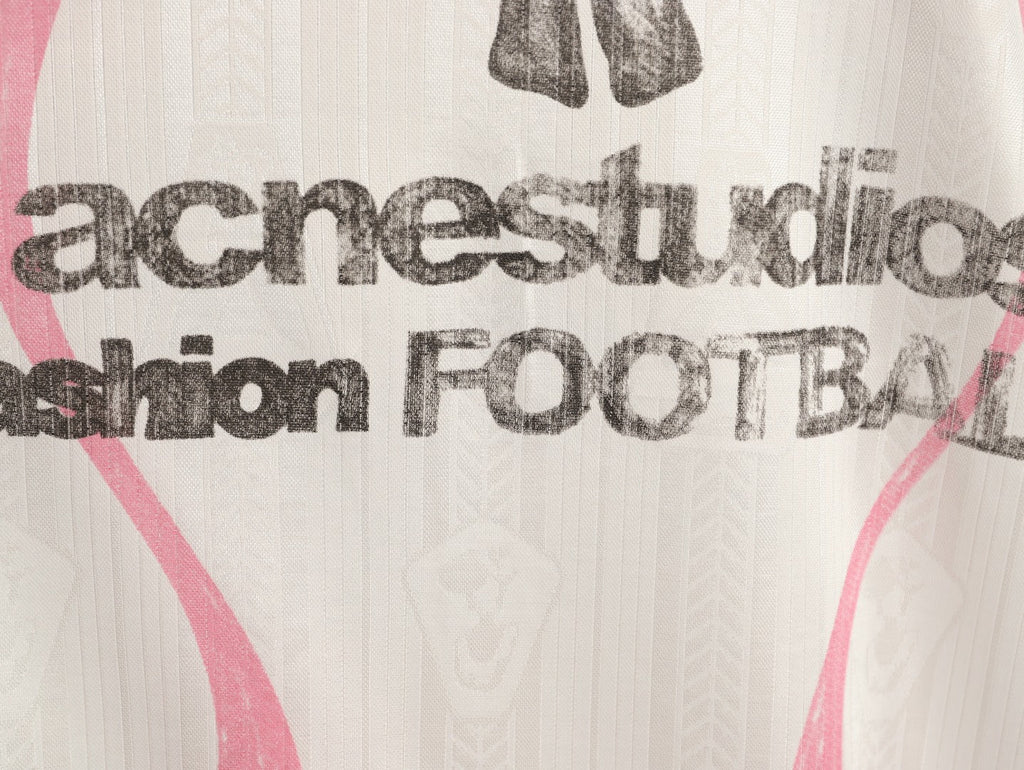 Acne Studios Bow Graphic Football Jersey Long-Sleeve Top - White/Pink