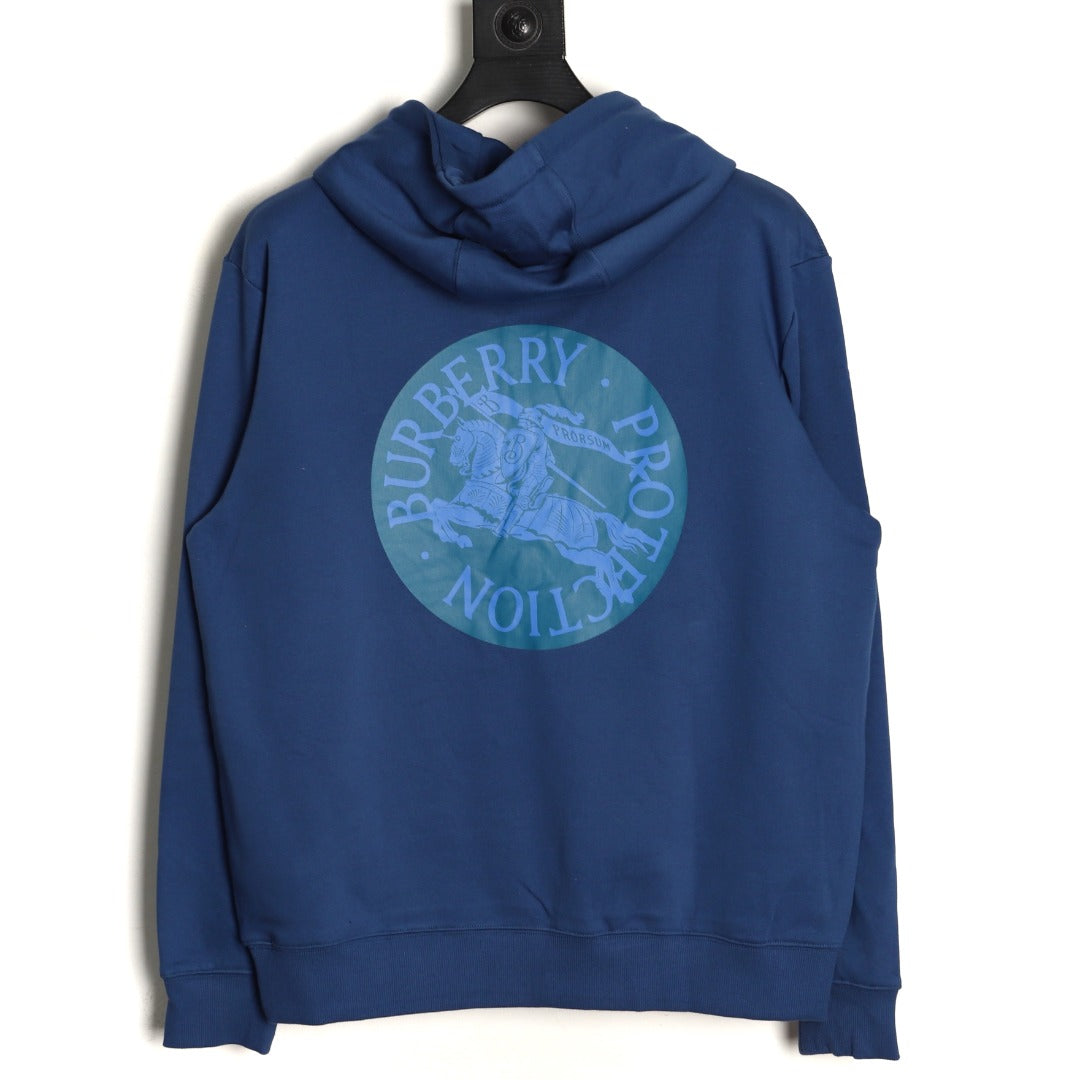 Burberry 25FW Horse Emblem Full-Zip Hoodie - Navy
