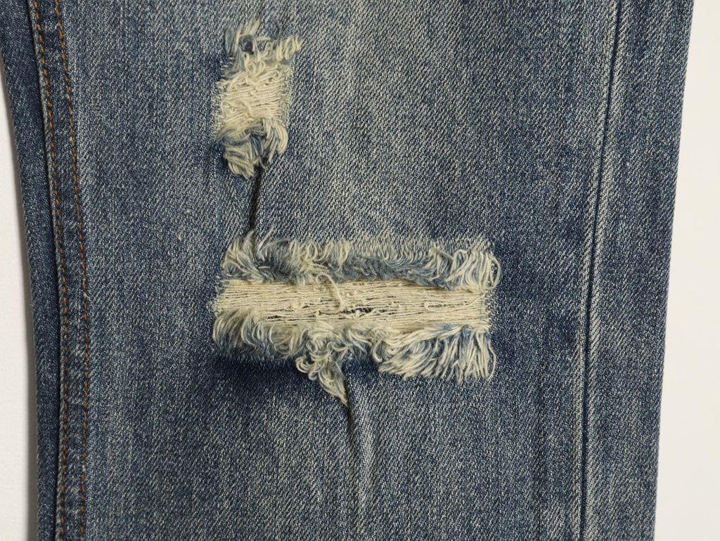 Gucci Distressed Washed-Look Jeans - Dark Gray