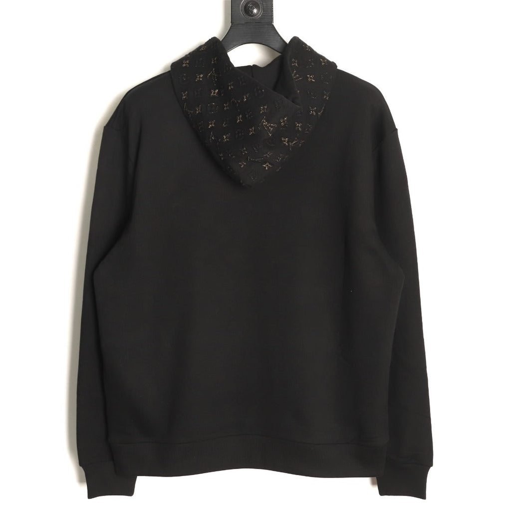 Louis Vuitton Monogram-Style Hood and Pocket Pullover Hoodie - Black