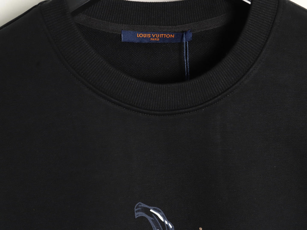 Louis Vuitton Sketch-Style Pumpkin Graphic Crewneck Sweatshirt - Black