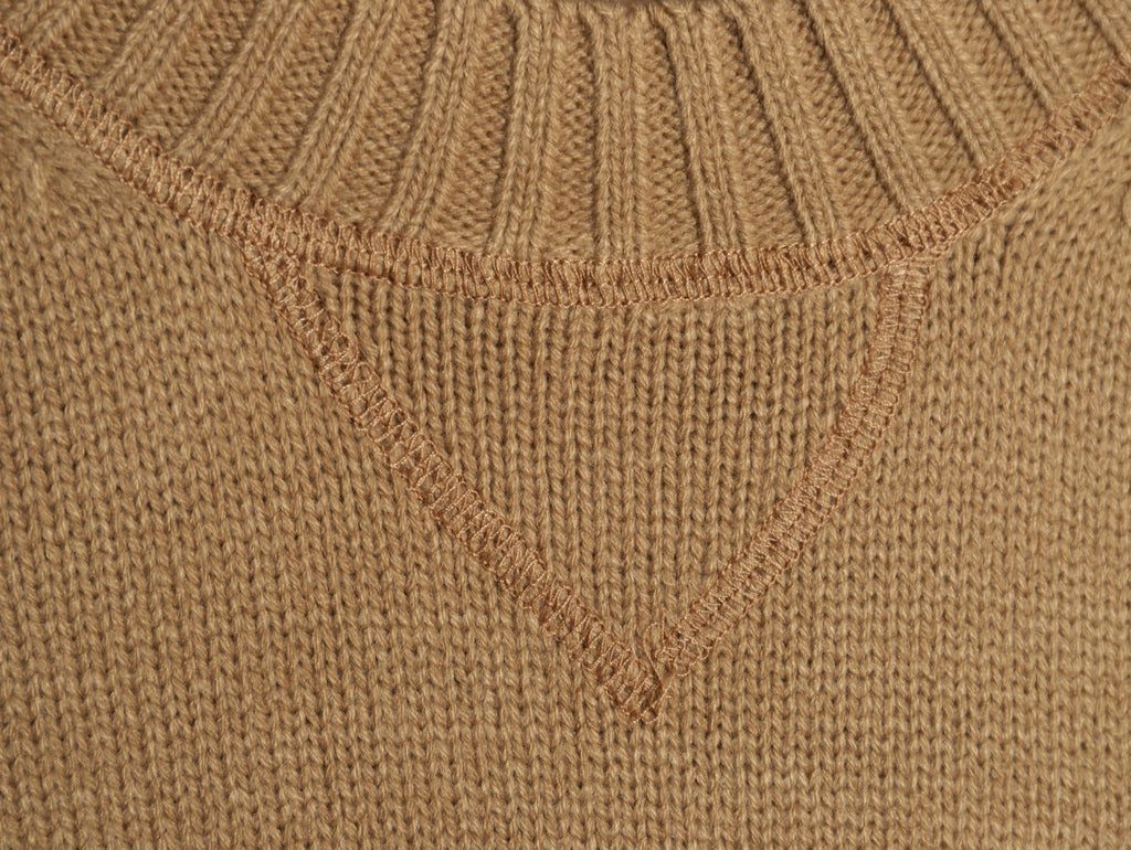 Prada Milano Logo Crewneck Knit Sweater - Camel